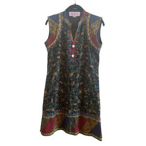 Shagufta Embroidered Black Extra Large Sleeveless Tunic Dress South Asian Wear